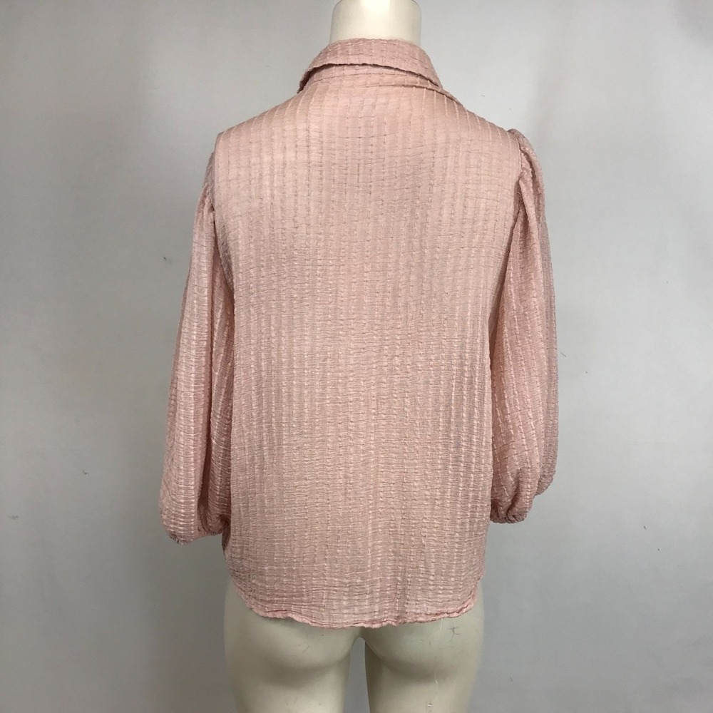 IDEM DITTO - WOMEN'S MEDIUM - PINK 3/4 SLEEVE BUTTON UP TOP BLOUSE - Picture 5 of 8